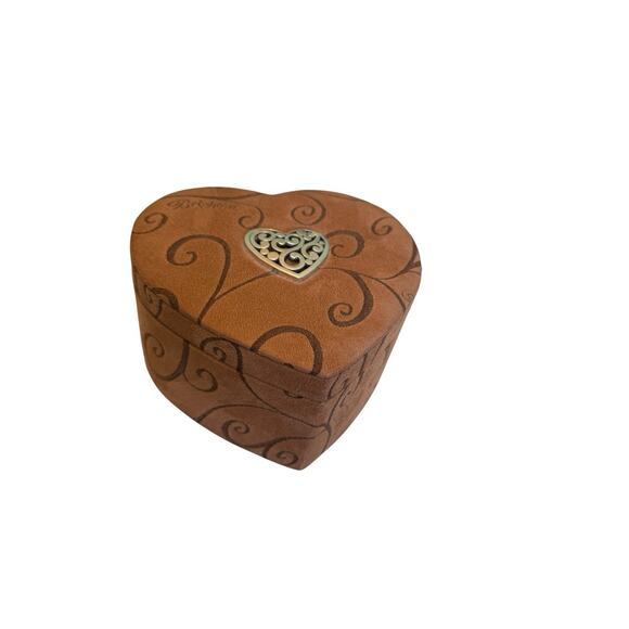 Brighton Other - Brighton Fill Your Heart Brown Faux Suede Heart Shaped Jewelry Box 3-Tier